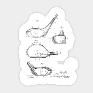 Golf Club Vintage Patent Hand Drawing Sticker